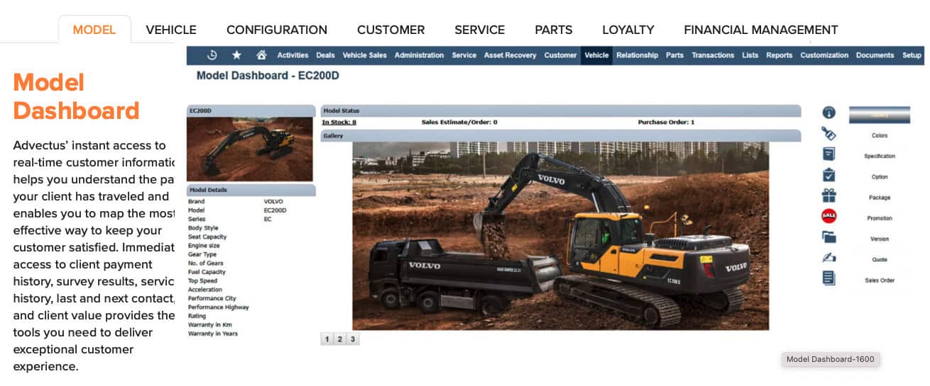 Heavy Equipment DMS Dashboard view Heavy Equipment DMS Dashboard view